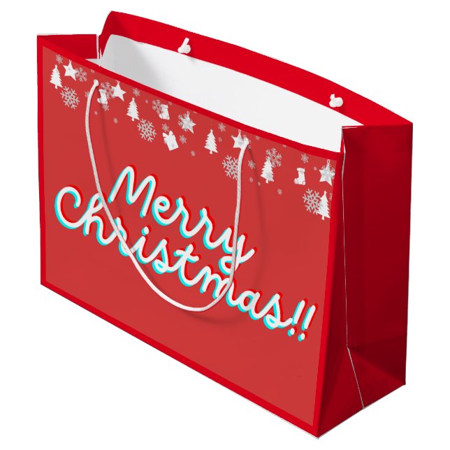 Merry Christmas - Paper Bags - Red (Back Angled)