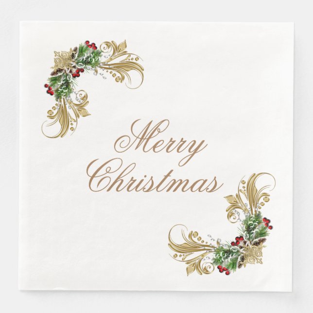 Merry Christmas Paper Dinner Napkins (Front)