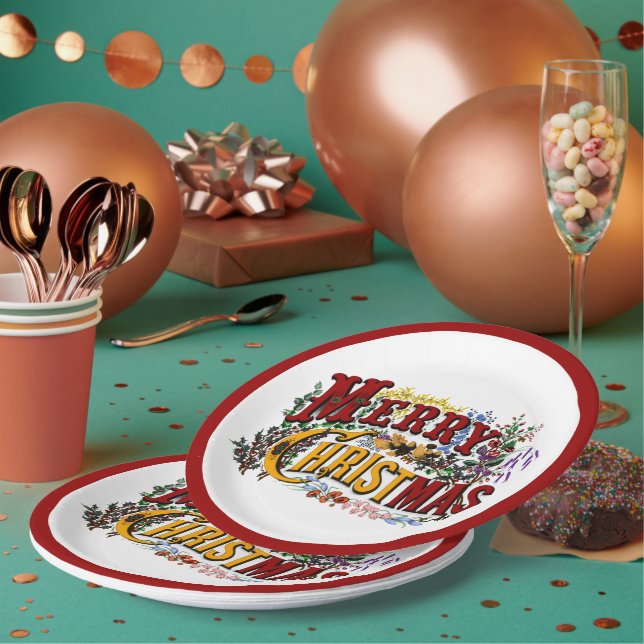 Merry Christmas Paper Plates (Multi)
