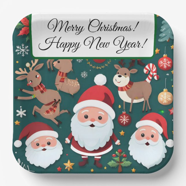 Merry Christmas Paper Plates (Front)