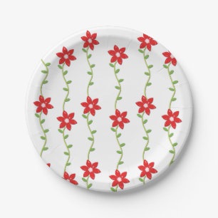 Merry Christmas Paper Plates, Poinsettia Paper Plate