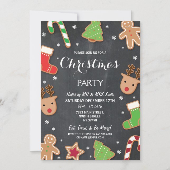 Merry Christmas Party Cookie Exchange Gingerbread Invitation (Front)