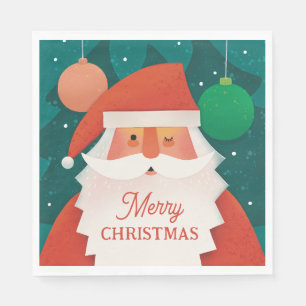 Merry Christmas party. Holiday funny Santa Claus Napkin