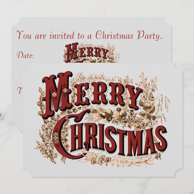 Merry Christmas Party Invitation (Front/Back)