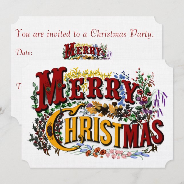 Merry Christmas Party Invitation (Front/Back)