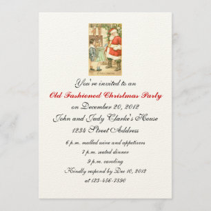 Merry Christmas Party Invitations Vintage Santa
