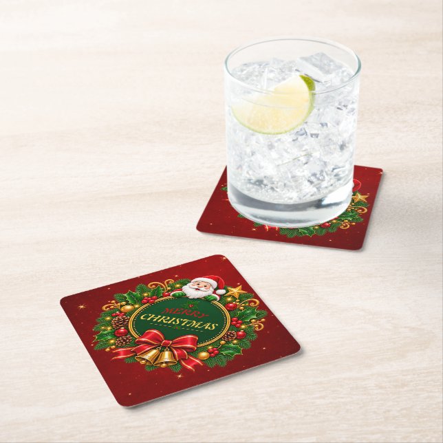 Merry Christmas Party Paper Coaster Editable (Insitu)