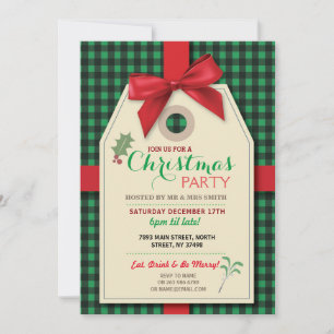 Merry Christmas Party Tag Bow Tag Xmas Invite