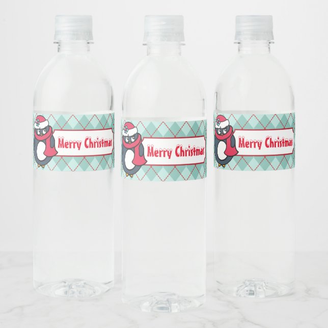 Merry Christmas Party Water Bottle Labels Stickers (Bottles)