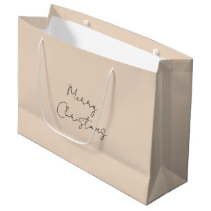 Merry Christmas Pastel Custom Colour Beige Brown Large Gift Bag