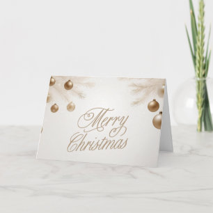 Merry Christmas Pastel Gold Ornaments Holiday Card