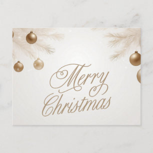 Merry Christmas Pastel Gold Ornaments Holiday Postcard