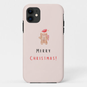 Merry Christmas Pastel Pink Gingerbread  iPhone 11 Case