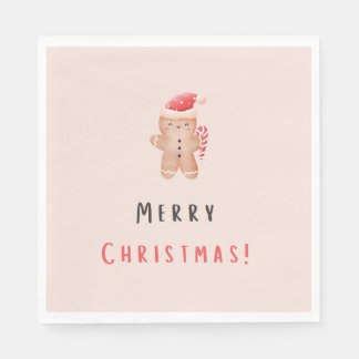 Merry Christmas Pastel Pink Gingerbread Napkin