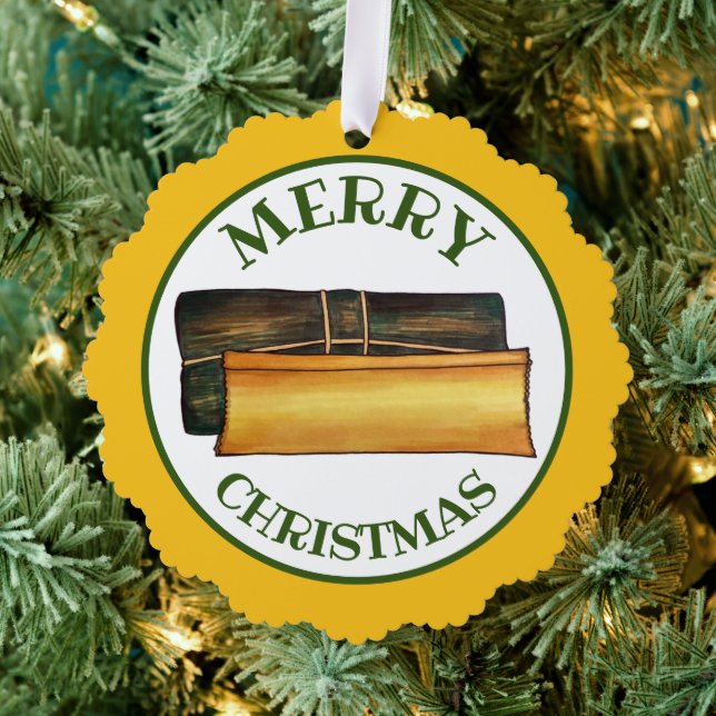 Merry Christmas Pasteles Puerto Rican Banana Cakes Tree Decoration Card (Insitu (Tree))