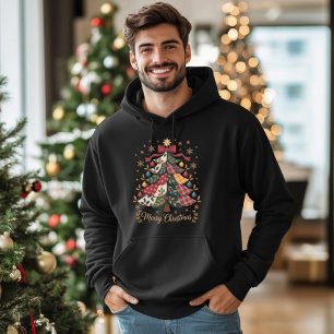 Merry Christmas Patchwork Christmas Tree Hoodie