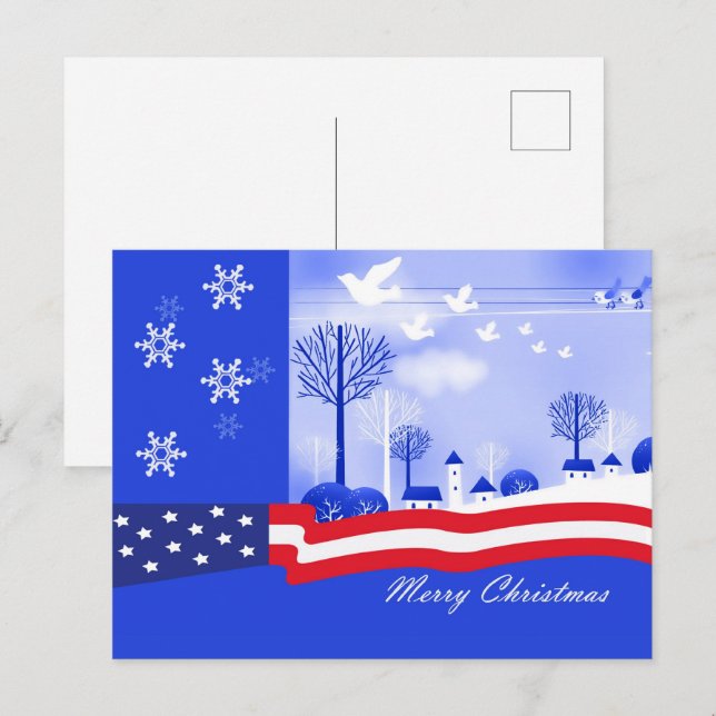 Merry Christmas. Patriotic Christmas Postcard (Front/Back)