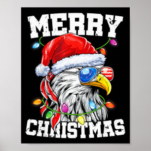 Merry Christmas Patriotic Usa Patriotic Santa Bald Poster