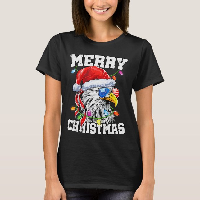 Merry Christmas Patriotic Usa Patriotic Santa Bald T-Shirt (Front)