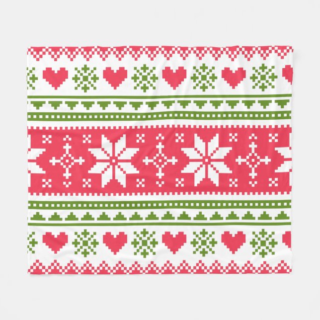 Merry Christmas pattern 3 Fleece Blanket (Front (Horizontal))