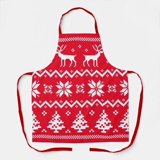 Merry Christmas pattern 4 Apron (Front)