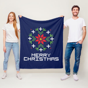 Merry Christmas pattern 6 Fleece Blanket