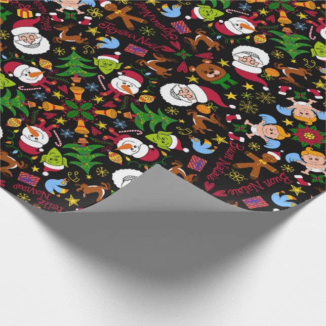 Merry Christmas pattern design as a Doodle world Wrapping Paper (Corner)