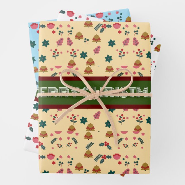  Merry Christmas Pattern Elegant  Wrapping Paper Sheet (In situ)