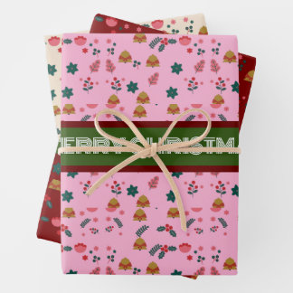  Merry Christmas Pattern Elegant  Wrapping Paper Sheet