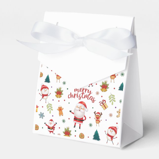 Merry Christmas Pattern Favour Box (Front Side)