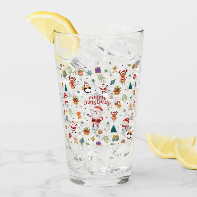 Merry Christmas Pattern Glass (Front Ice)