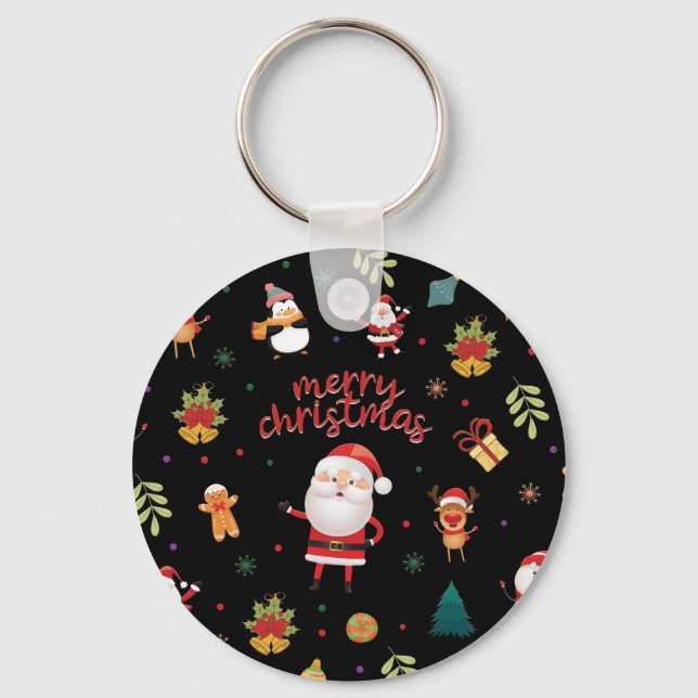 Merry Christmas Pattern Key Ring (Front)