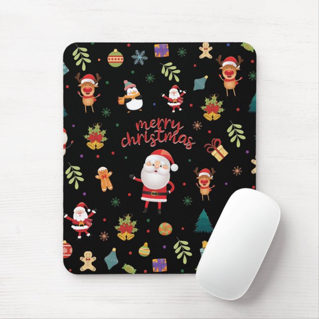 Merry Christmas Pattern Mouse Mat (With Mouse)