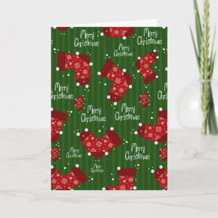 Merry Christmas Pattern Red White And Green Holiday Card