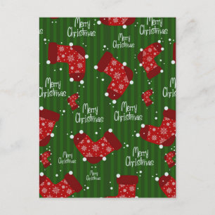 Merry Christmas Pattern Red White And Green Holiday Postcard