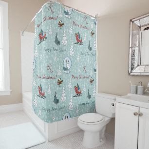 Merry christmas pattern shower curtain