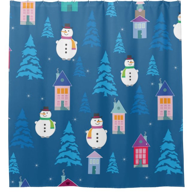 Merry Christmas Pattern Shower Curtain (Front)