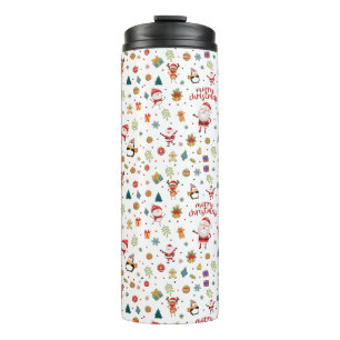 Merry Christmas Pattern Thermal Tumbler