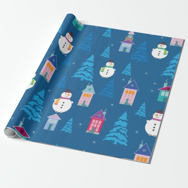 Merry Christmas Pattern Wrapping Paper (Unrolled)