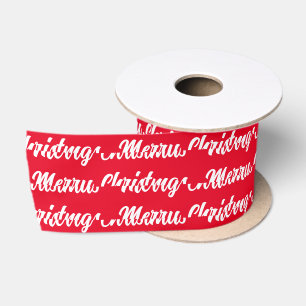 Merry Christmas Pattern Xmas Holiday Satin Ribbon