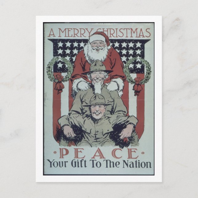Merry_Christmas._Peace._Propaganda Poster Holiday Postcard (Front)