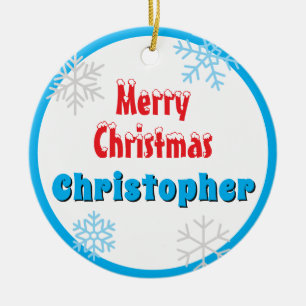 Merry Christmas Peace Snowflakes Name Ceramic Tree Decoration