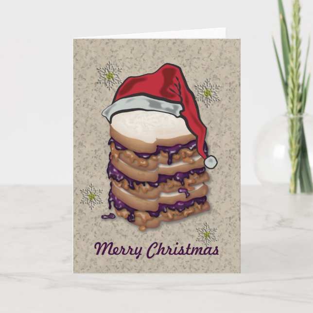 Merry Christmas Peanut Butter and Jelly Sandwiches Holiday Card (Front)