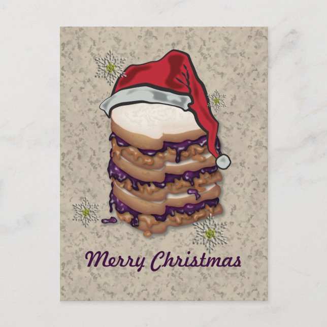 Merry Christmas Peanut Butter and Jelly Sandwiches Holiday Postcard (Front)