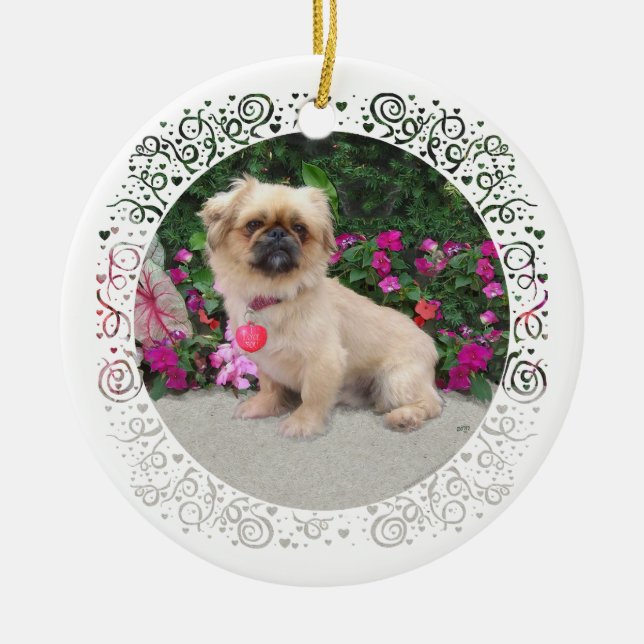Merry Christmas Pekingese Ceramic Tree Decoration (Front)