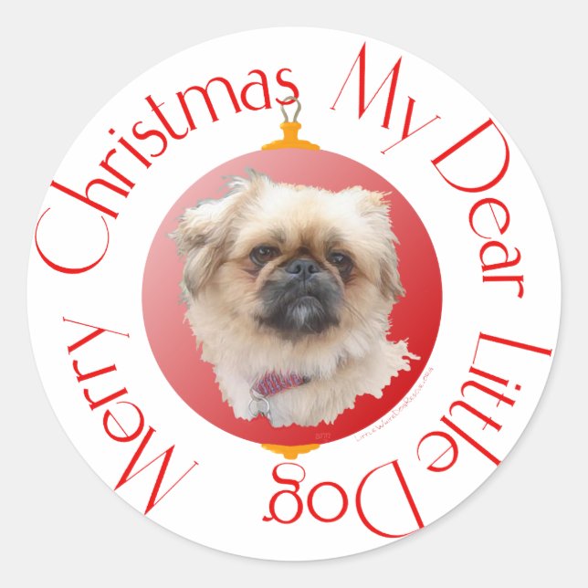 Merry Christmas Pekingese Classic Round Sticker (Front)