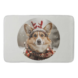 Merry Christmas Pembroke Welsh Corgi Dog Bath Mat