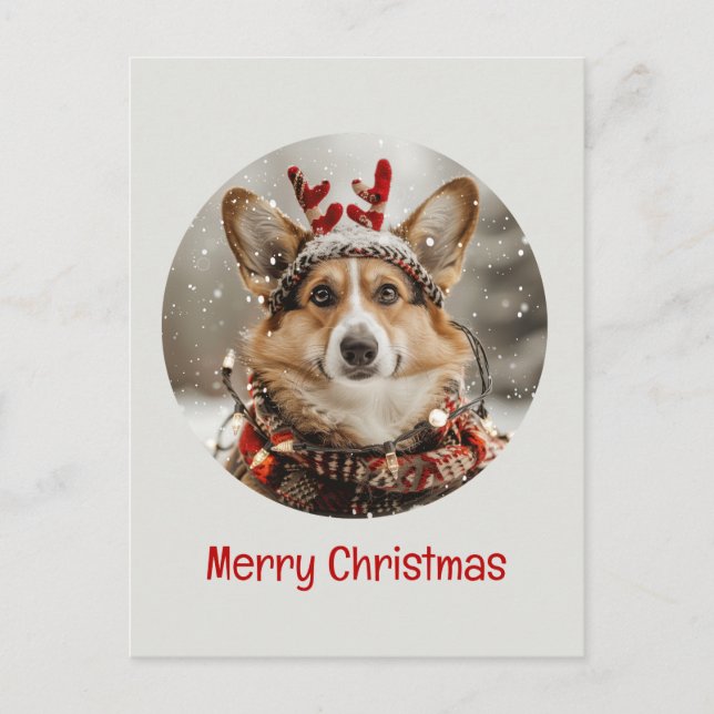 Merry Christmas Pembroke Welsh Corgi Dog Holiday Postcard (Front)