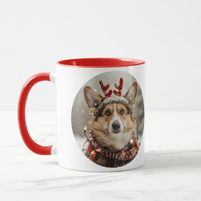 Merry Christmas Pembroke Welsh Corgi Dog Mug (Left)