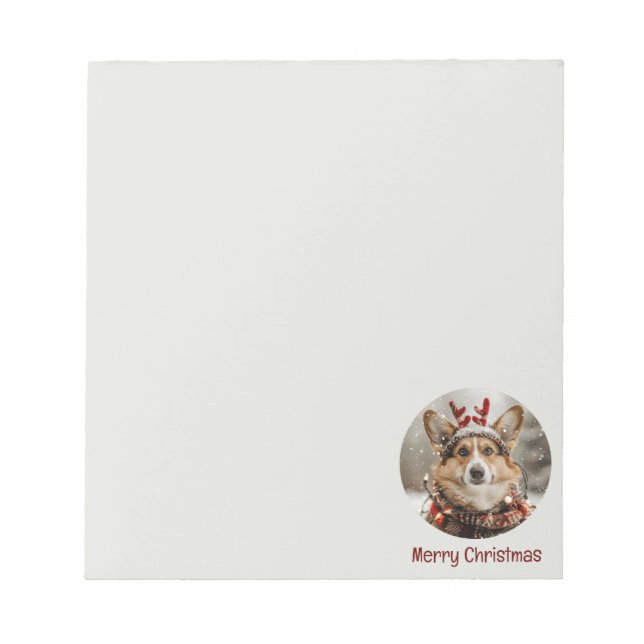 Merry Christmas Pembroke Welsh Corgi Dog Notepad (Front)